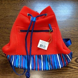 Brand new Vera Bradley Mesh Backpack Orange with Cobalt Stripe